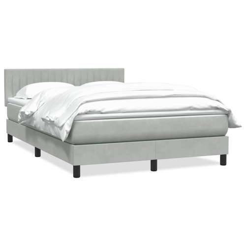 Krevet s oprugama i madracem svjetlosivi 140x220 cm baršunasti - Svjetlosiva 140 x 220 cm Okomite pruge Cijena