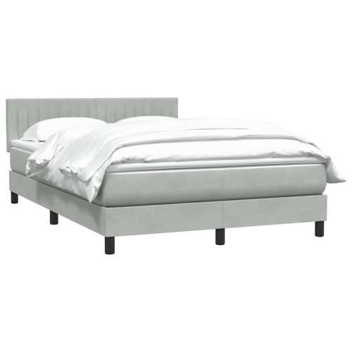 Krevet s oprugama i madracem svjetlosivi 140x220 cm baršunasti - Svjetlosiva 140 x 220 cm Okomite pruge Cijena