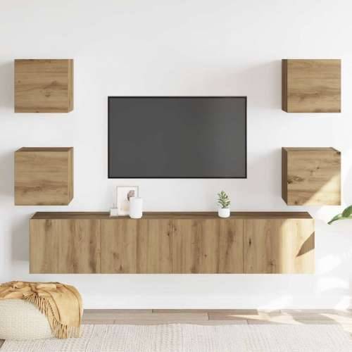 6-dijelni zidni TV ormarić Artisan hrast izrađen od drva - hrast artisan 1 160 cm Cijena
