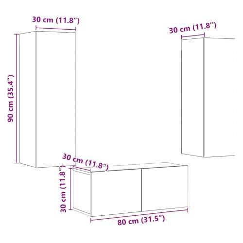 6-dijelni zidni TV ormarić Artisan hrast izrađen od drva - hrast artisan 1 160 cm Cijena
