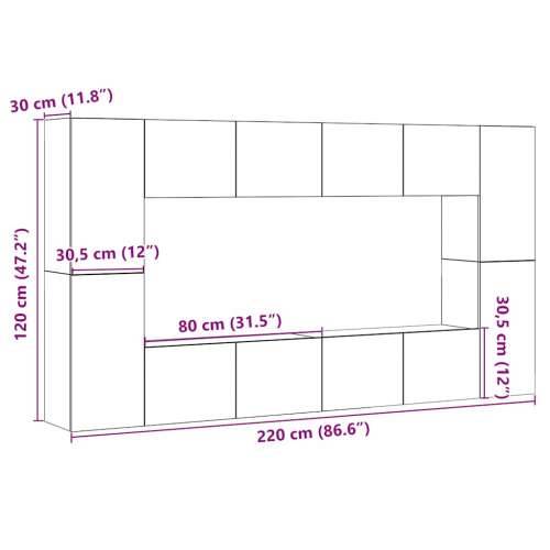 8-dijelni zidni set TV ormarić konstruirano drvo - Staro drvo 4 80 cm Cijena