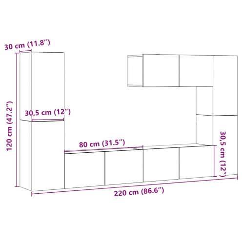 7-dijelni zidni TV ormarić Artisan hrast izrađen od drveta - hrast artisan 1 80 cm Cijena