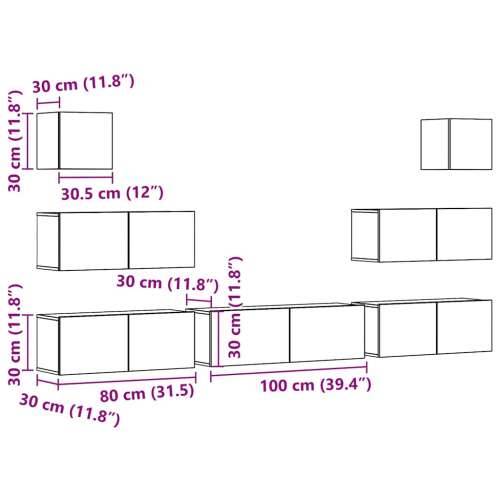 7-dijelni zidni TV ormarić Artisan hrast izrađen od drva - hrast artisan 7 100 cm Cijena