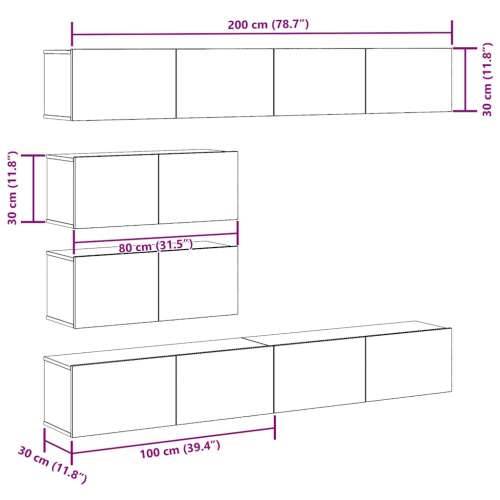 6-dijelni set TV ormarića montiran na zid Artisan Oak - hrast artisan 6 100 cm Cijena