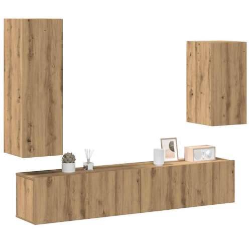 4-dijelni zidni TV ormarić Artisan hrast izrađen od drva - hrast artisan 4 80 cm Cijena