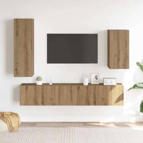 4-dijelni zidni TV ormarić Artisan hrast izrađen od drva - hrast artisan 4 80 cm Cijena