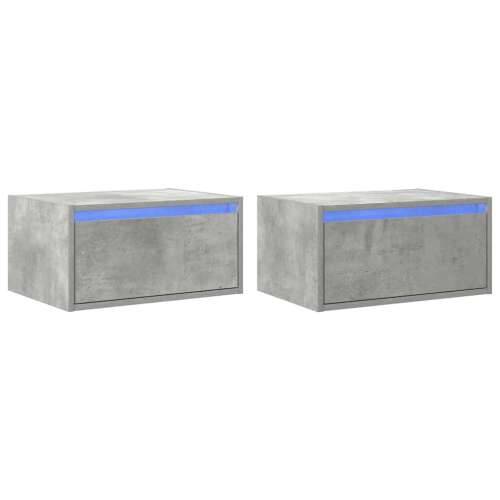 Zidni noćni ormarići s LED svjetlima 2 kom siva boja betona - Beton siva 2 51 cm Cijena