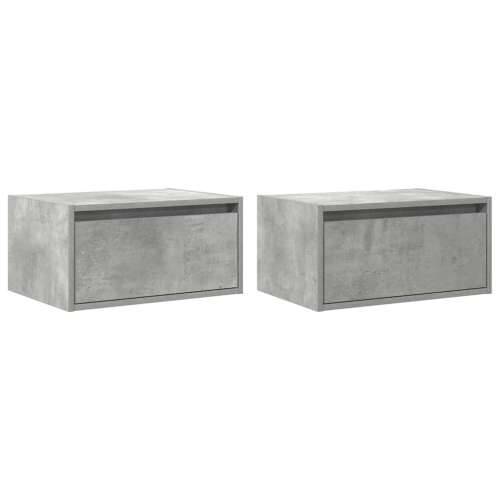 Zidni noćni ormarići s LED svjetlima 2 kom siva boja betona - Beton siva 2 51 cm Cijena