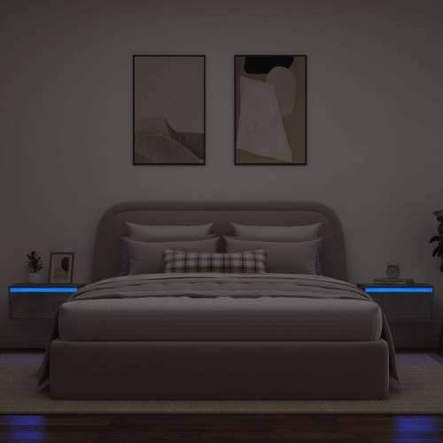 Zidni noćni ormarići s LED svjetlima 2 kom siva boja betona - Beton siva 2 51 cm Cijena