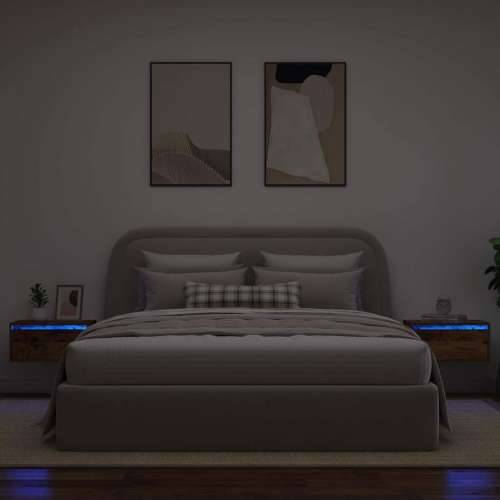 Zidni noćni ormarići s LED svjetlima 2 kom staro drvo - Staro drvo 2 51 cm Cijena
