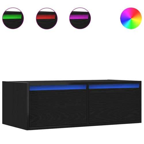 TV ormarić s LED svjetlima crni hrast 75x35,5x25 cm - Crni hrast 1 75 cm Cijena