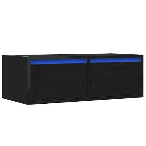 TV ormarić s LED svjetlima crni hrast 75x35,5x25 cm - Crni hrast 1 75 cm Cijena