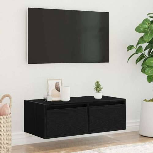 TV ormarić s LED svjetlima crni hrast 75x35,5x25 cm - Crni hrast 1 75 cm Cijena