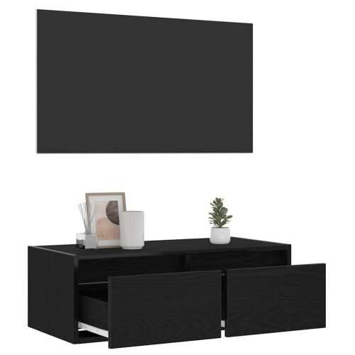 TV ormarić s LED svjetlima crni hrast 75x35,5x25 cm - Crni hrast 1 75 cm Cijena