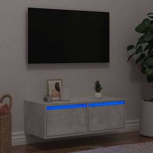 TV ormarić s LED svjetlima siva boja betona 75x35,5x25 cm - Beton siva 1 75 cm Cijena