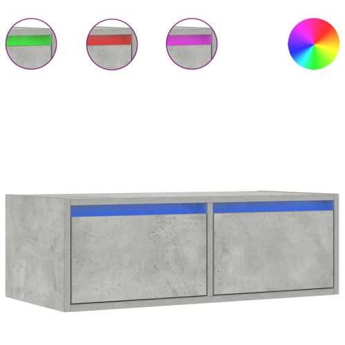 TV ormarić s LED svjetlima siva boja betona 75x35,5x25 cm - Beton siva 1 75 cm Cijena