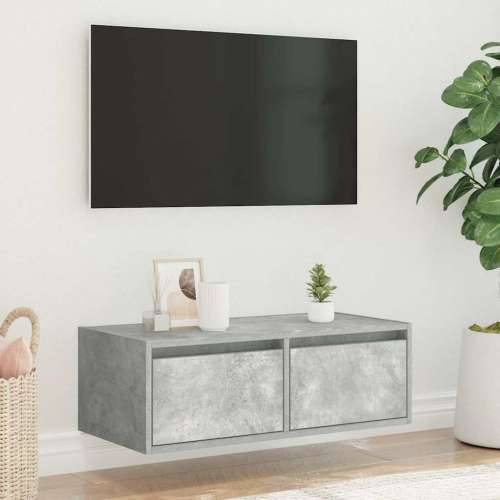 TV ormarić s LED svjetlima siva boja betona 75x35,5x25 cm - Beton siva 1 75 cm Cijena