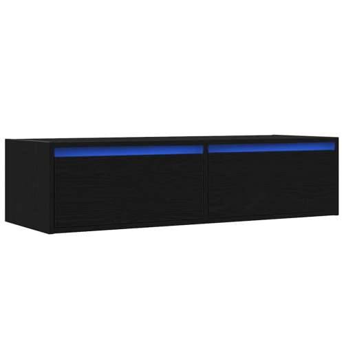 TV ormarić s LED svjetlima crni 100X35,5x25 cm - Crni hrast 1 100 cm Cijena