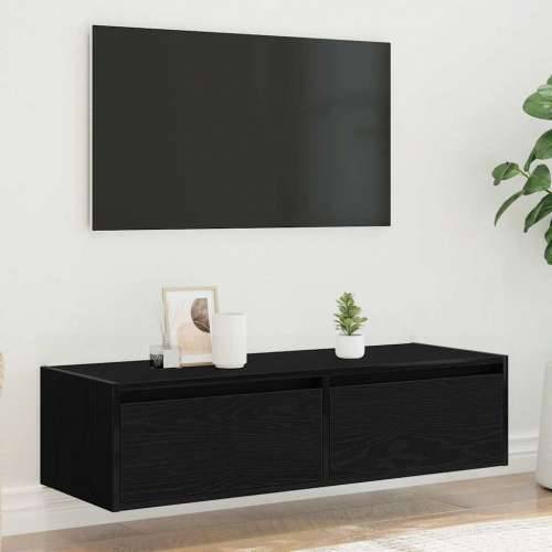 TV ormarić s LED svjetlima crni 100X35,5x25 cm - Crni hrast 1 100 cm Cijena