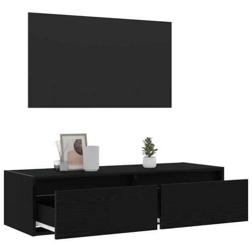TV ormarić s LED svjetlima crni 100X35,5x25 cm - Crni hrast 1 100 cm Cijena
