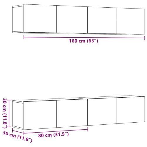 4-dijelni zidni TV ormarić Artisan hrast izrađen od drveta - hrast artisan 4 80 cm Cijena