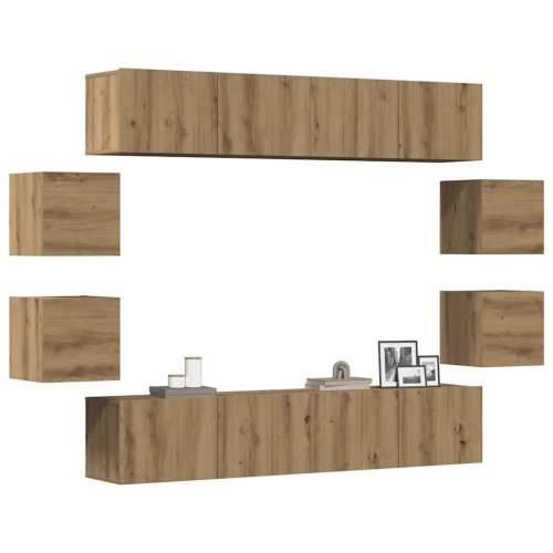 8-dijelni zidni TV ormarić Artisan hrast izrađen od drveta - hrast artisan 1 160 cm Cijena