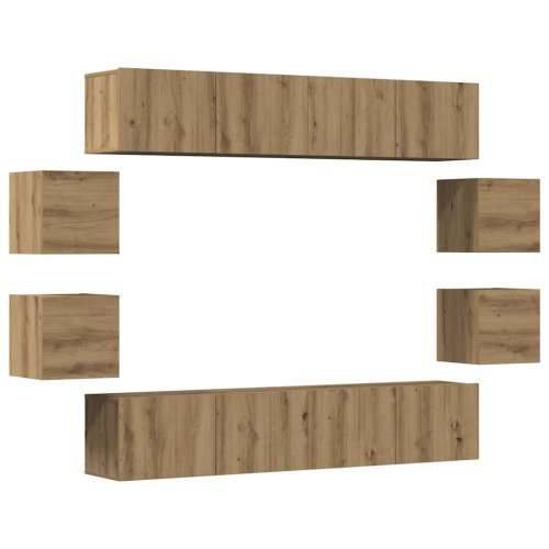 8-dijelni zidni TV ormarić Artisan hrast izrađen od drveta - hrast artisan 1 160 cm Cijena