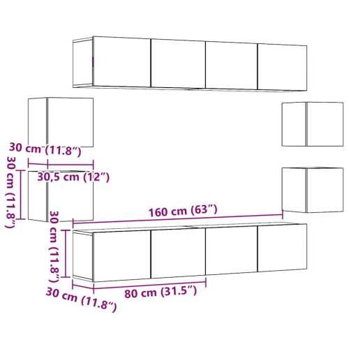 8-dijelni zidni TV ormarić Artisan hrast izrađen od drveta - hrast artisan 1 160 cm Cijena