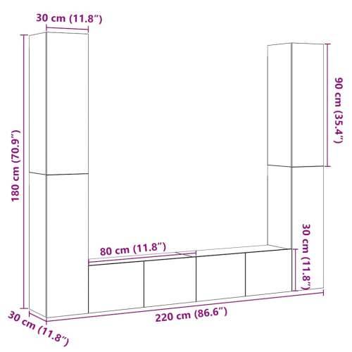 6-dijelni zidni TV ormarić Artisan hrast izrađen od drva - hrast artisan 6 90 cm Cijena