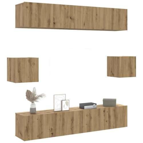 6-dijelni zidni TV ormarić Artisan hrast izrađen od drva - hrast artisan 6 80 cm Cijena