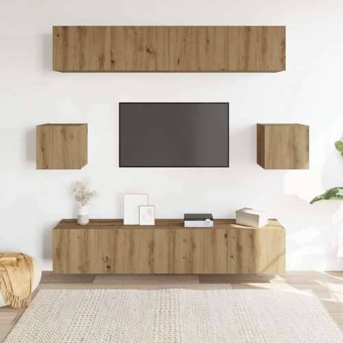 6-dijelni zidni TV ormarić Artisan hrast izrađen od drva - hrast artisan 6 80 cm Cijena
