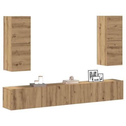 4-dijelni zidni TV ormarić Artisan hrast izrađen od drva - hrast artisan 4 100 cm Cijena