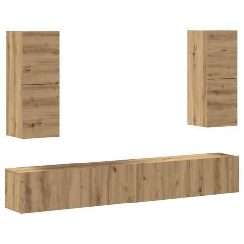4-dijelni zidni TV ormarić Artisan hrast izrađen od drva - hrast artisan 4 100 cm Cijena