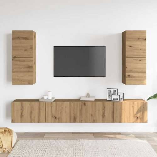 4-dijelni zidni TV ormarić Artisan hrast izrađen od drva - hrast artisan 4 100 cm Cijena