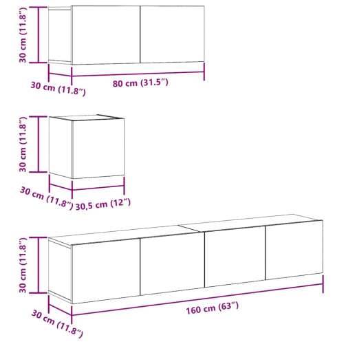 4-dijelni set TV ormarića montiran na zid Artisan Oak - hrast artisan 1 80 cm Cijena
