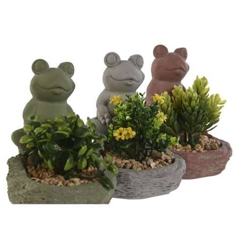 Ukrasna Biljka Home ESPRIT Polietilen Cement Žaba 9 x 9 x 13 cm (3 kom.) Cijena