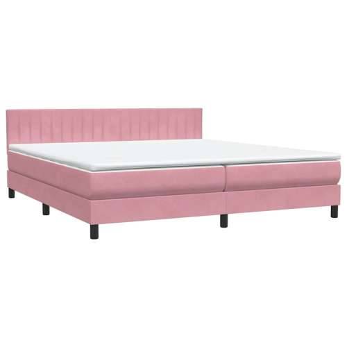 Box Spring krevet s madracem ružičasti 180x220 cm samt - Ružičasta 180 x 220 cm Okomite pruge Cijena