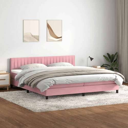Box Spring krevet s madracem ružičasti 180x220 cm samt - Ružičasta 180 x 220 cm Okomite pruge Cijena