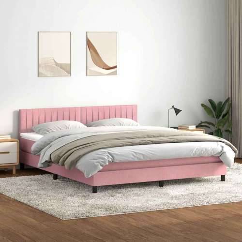 Box Spring krevet s madracem ružičasti 180x220 cm samt - Ružičasta 180 x 220 cm Okomite pruge Cijena