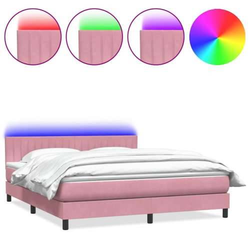 Box Spring krevet s madracem ružičasti 180x220 cm samt - Ružičasta 180 x 220 cm Okomite pruge Cijena