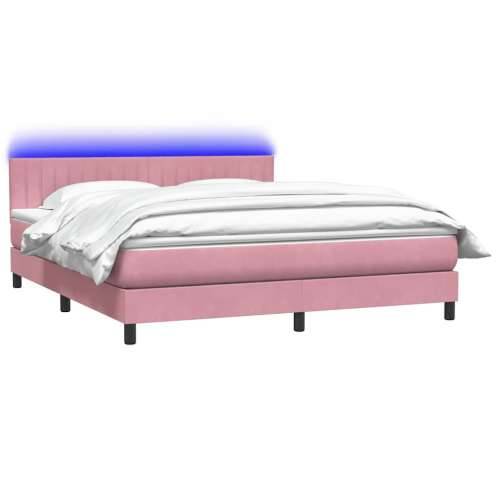 Box Spring krevet s madracem ružičasti 180x220 cm samt - Ružičasta 180 x 220 cm Okomite pruge Cijena