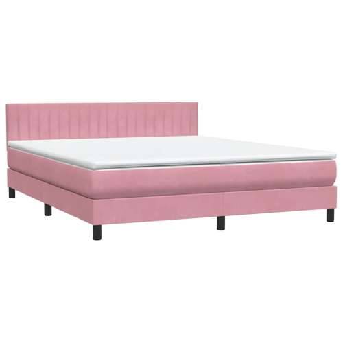 Box Spring krevet s madracem ružičasti 180x220 cm samt - Ružičasta 180 x 220 cm Okomite pruge Cijena