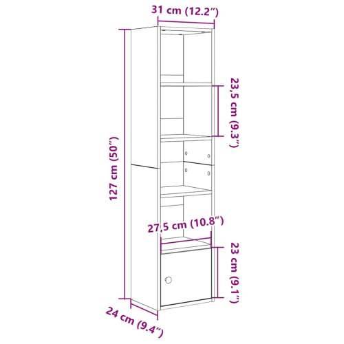 Regal za knjige crni hrasta 31x24x127 cm od konstruiranog drva - Crna 1 127 cm Cijena