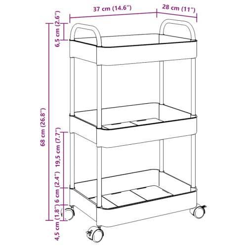 Kolica za pohranu 3 nivoa prozirna 37x28x68 cm akril - 37 x 28 x 68 cm 1 Bez kutija Cijena