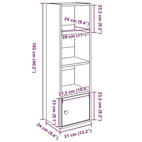 Regal za knjige boja hrasta 31x24x102 cm od konstruiranog drva - Smeđi hrast 1 102 cm Cijena