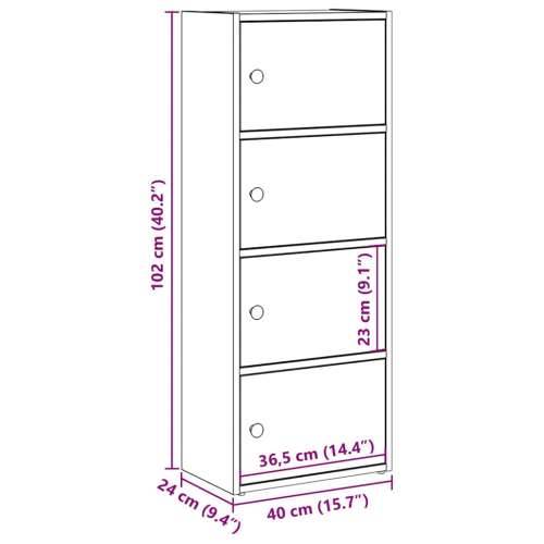 Regal za knjige crni hrasta 40x24x102 cm od konstruiranog drva - Crna 1 102 cm Cijena