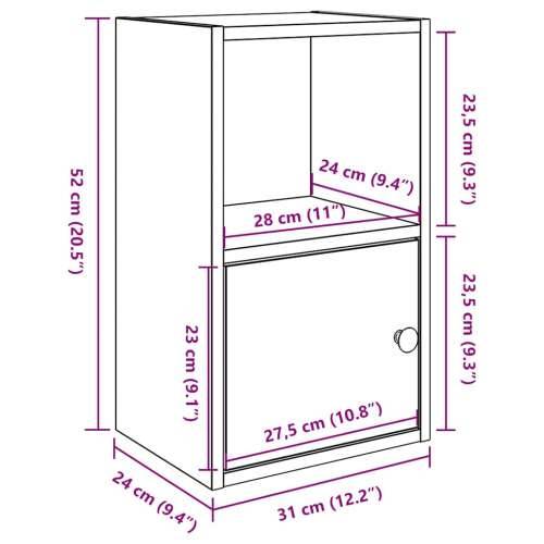 Regal za knjige boja hrasta 31x24x52 cm od konstruiranog drva - Dimljeni hrast 1 52 cm Cijena
