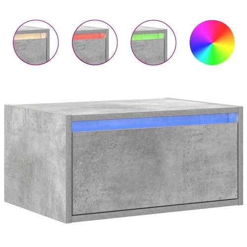 Zidni noćni ormarić s LED svjetlima siva boja betona - Beton siva 1 51 cm Cijena