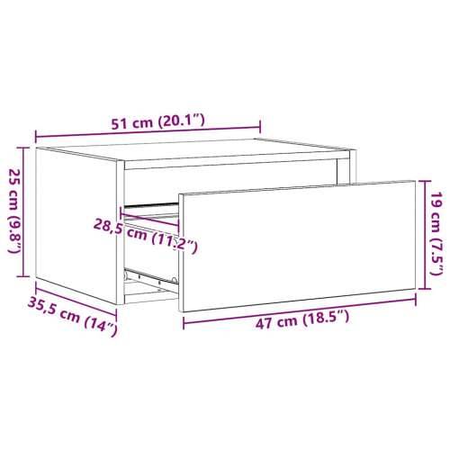 Zidni noćni ormarić s LED svjetlima siva boja betona - Beton siva 1 51 cm Cijena