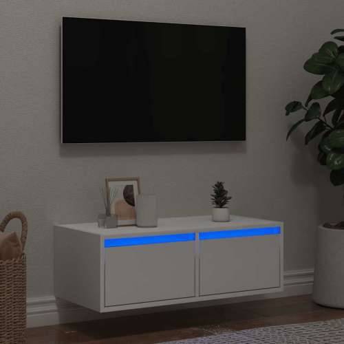 TV ormarić s LED svjetlima bijeli 75x35,5x25 cm - Bijela 1 75 cm Cijena
